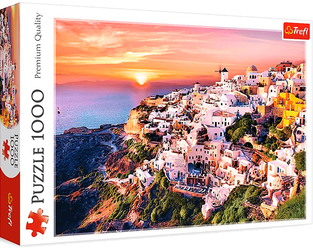 Puesta de Sol sobre Santorini: 1000 Piezas Trefl