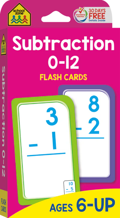 Subtraction 0-12 Flash Cards