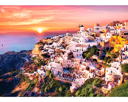 Puesta de Sol sobre Santorini: 1000 Piezas Trefl