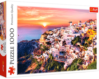 Puesta de Sol sobre Santorini: 1000 Piezas Trefl