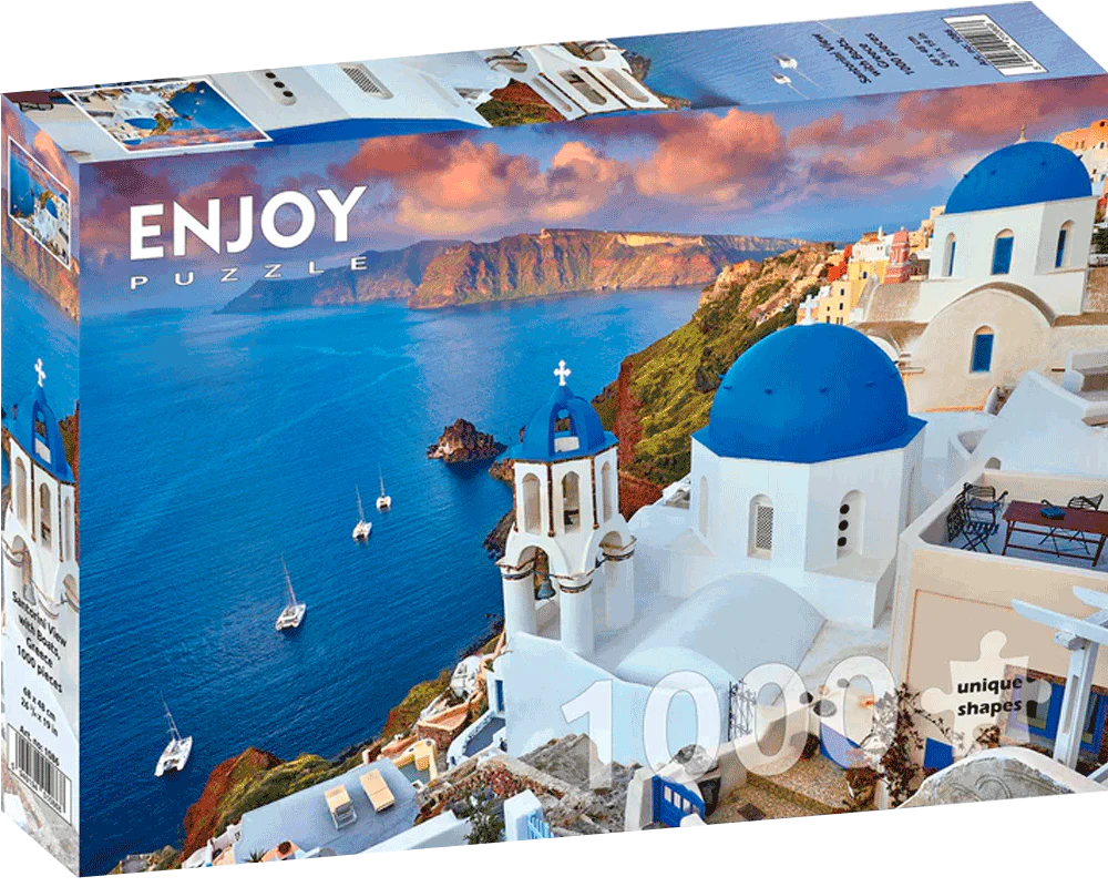 Vista de Santorini - Grecia:  1000 Piezas Enjoy Puzzle