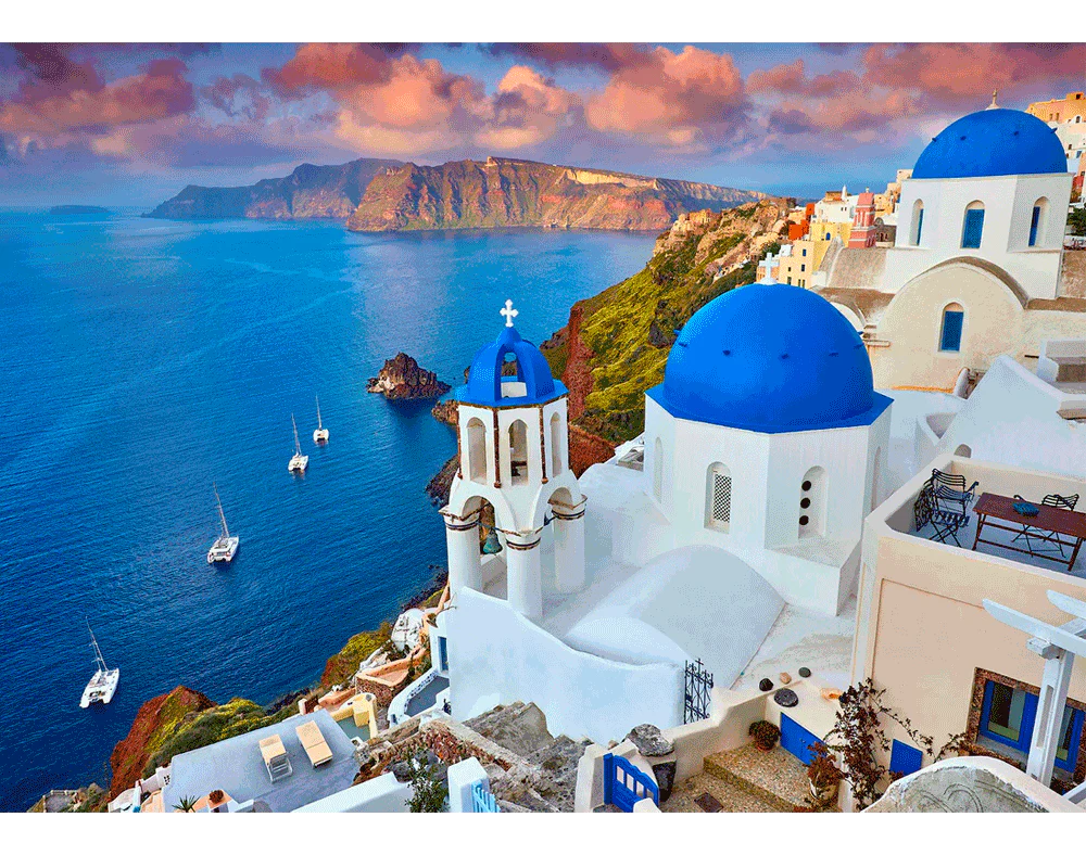Vista de Santorini - Grecia:  1000 Piezas Enjoy Puzzle